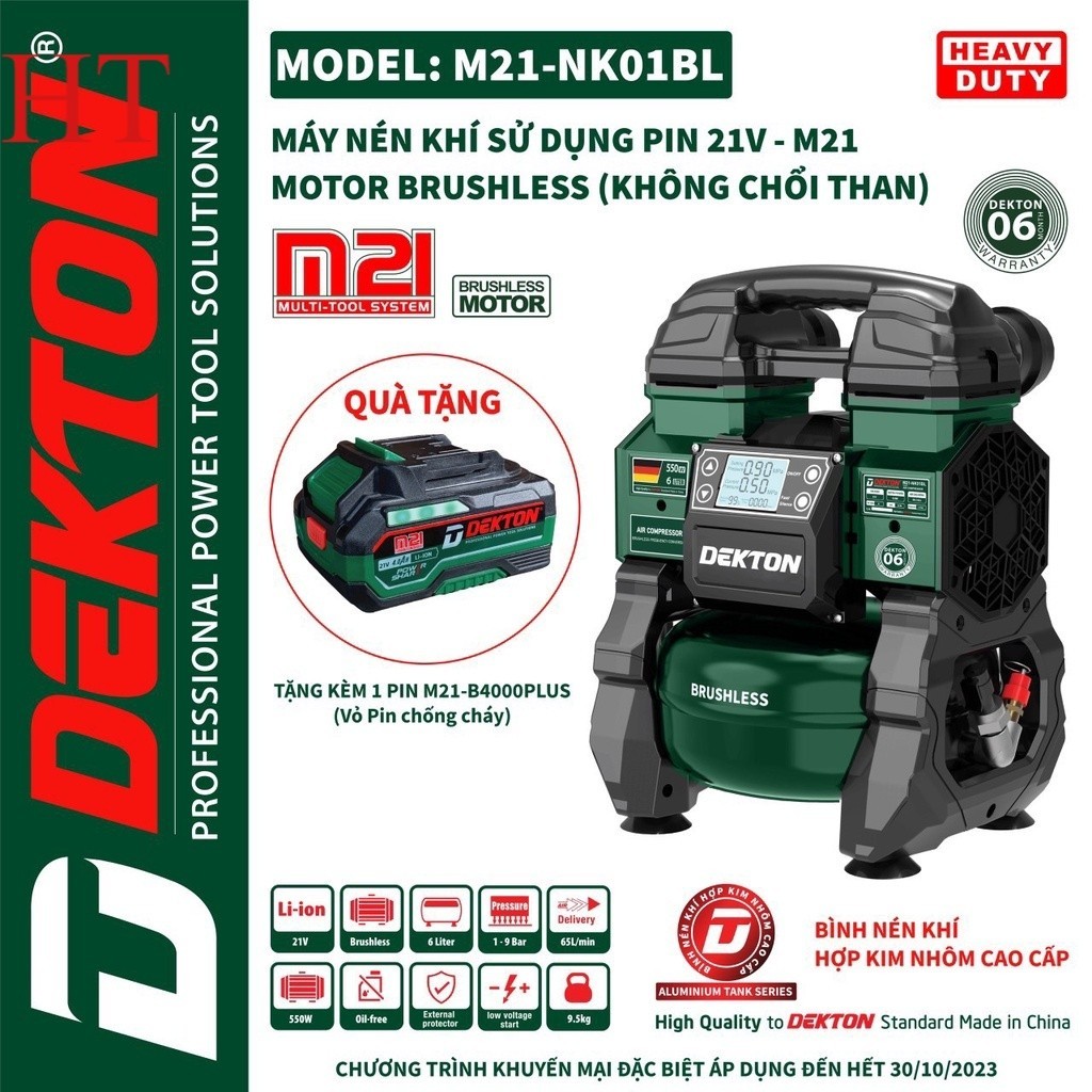 Máy Nén Khí Dùng  pi.m - Motor Brushless - Dekton M21-NK01BL mẫu mới 2023 Máy  xây dựng HT
