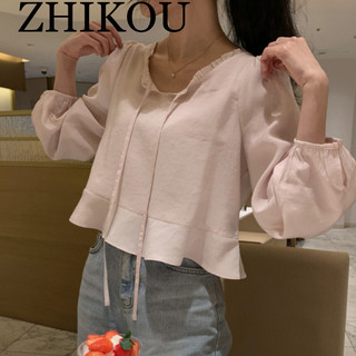 73152 Áo sơ mi dài tay có dây màu trơn xù xì