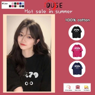 「 Duse 」 Áo thun Cotton ngắn tay màu đen dành cho nữ mùa hè mới nửa tay sang trọng kiểu Hàn Quốc sang trọng dáng rộng