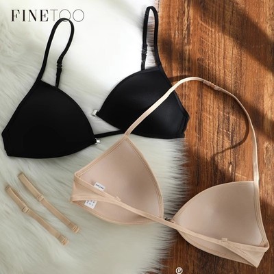 Finetoo Đồ lót cốc tam giác kiểu Pháp dành cho nữ Đồ lót không dấu vết và không dây Áo ngực lưng đẹp