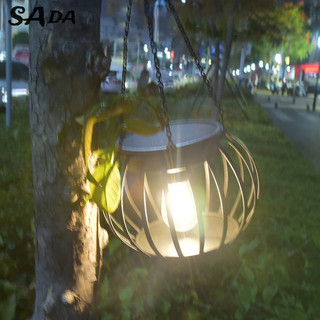 SADA Đèn lồng bí ngô năng lượng mặt trời Đèn LED treo đồ trang trí sân vườn trong nhà và ngoài trời Sân đèn cảnh quan năng lượng mặt trời
