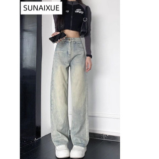 SUNAIXUE quần ống rộng quần nữ jean Korean Comfortable phổ biến Cute WLK2470H7I 29Z240717