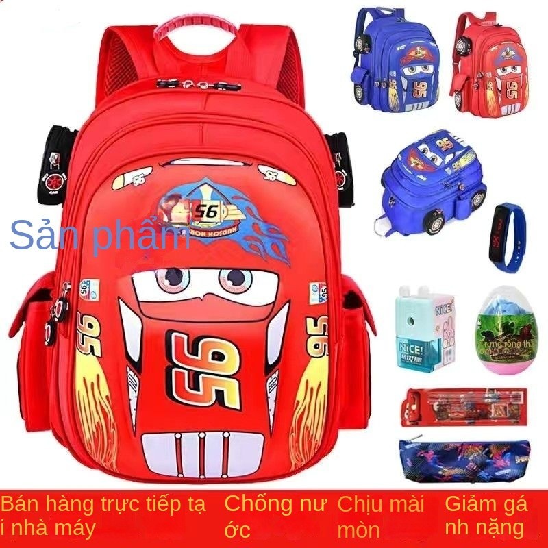  Cặp sách trẻ em Ba lô chịu mài mòn dung tích lớn dành cho học sinh tiểu học nam hoạt hình xe hơi lớp 1-2-5 mẫu giáo 3-6 tuổi 