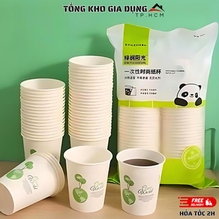  50 Cốc Giấy Gấu Trúc Cao Cấp Dùng 1 Lần Tiện Lợi An Toàn Dung Tích 235ml Hàng Nhập Khẩu. 