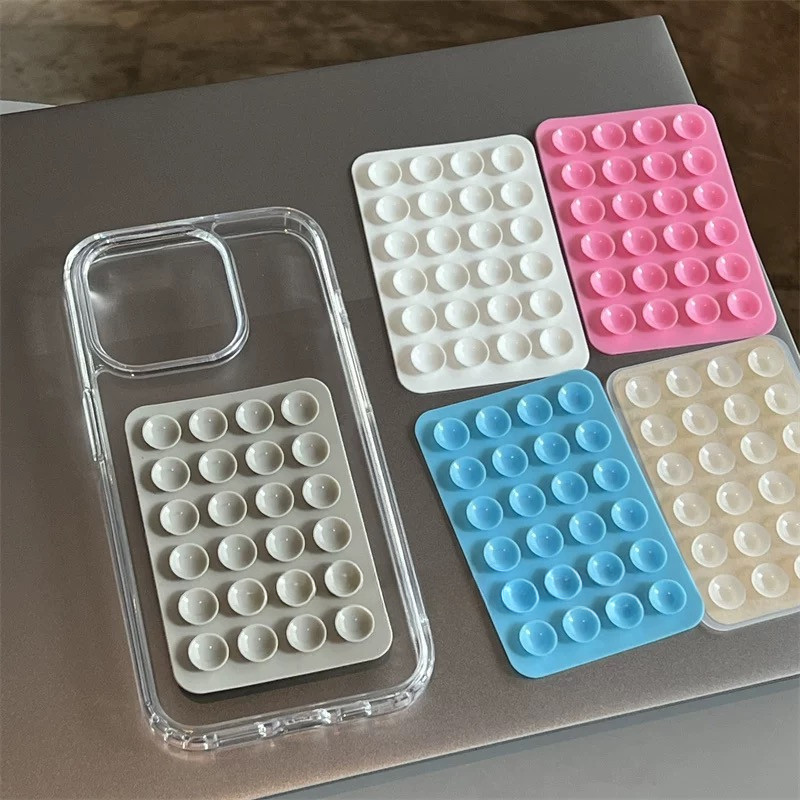 Tấm hút silicon lưng trong suốt cho điện thoại cố định Cốc hút có mặt sau Keo dán cao su silicon Tấm hút cho miếng đệm cố định
