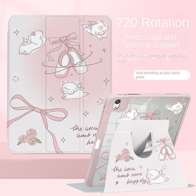 Vỏ bảo vệ Acrylic cho iPad 360 ° Xoay Thích hợp cho iPad thế hệ thứ 7 / 8 / 9 10.2 thế hệ thứ 5 / 6 