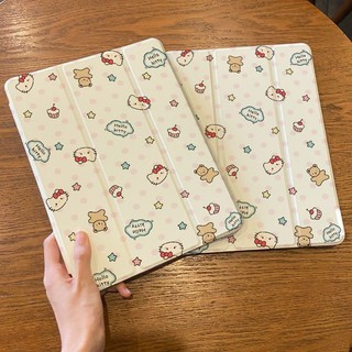 360 ° Xoay Acrylic iPad Dành Cho iPad Air4 Air5 10.9 gen9 gen8 gen7 2020 / 2021 Pro11 Hello Kitty Có Bút Đựng iPad