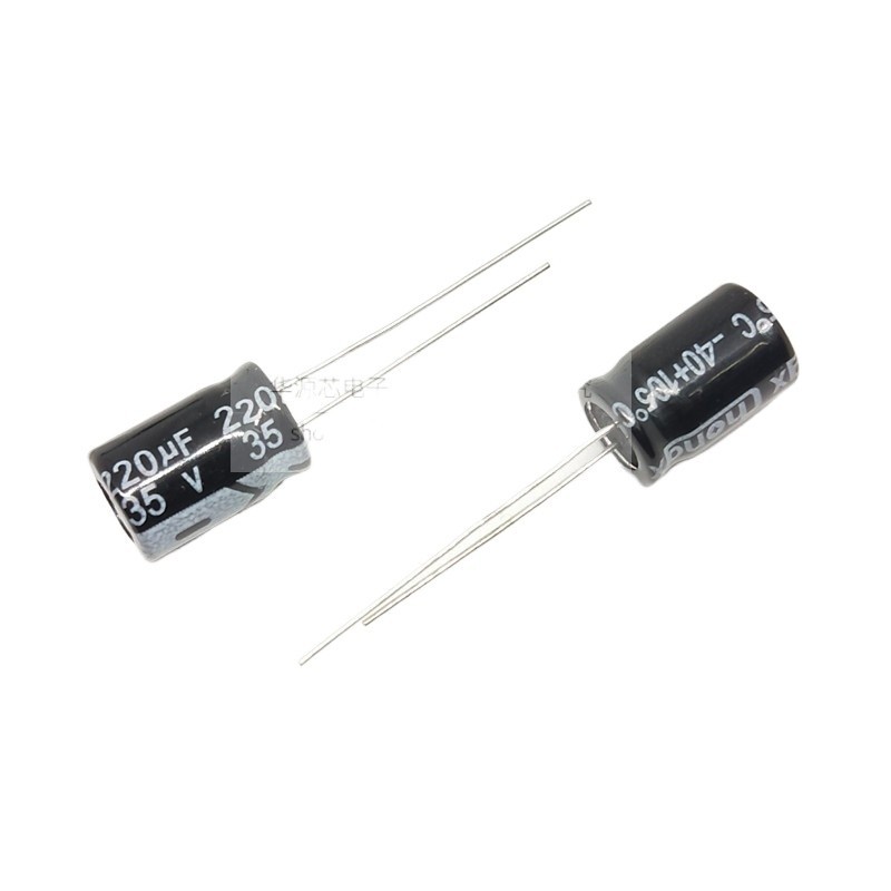 10 Cái / lốc In-Line Tụ Điện Phân 35V 220UF Tập 8 * 12 Chất Lượng Cao 35V220 35V Tụ Điện Phân 8x12mm