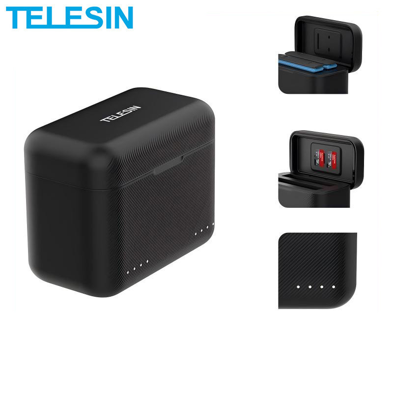 Telesin sạc pin di động cho insta360 X3 X4 Pin 2 Khe cắm thẻ TF Pin lưu trữ Hộp sạc cho Insta 360 X3