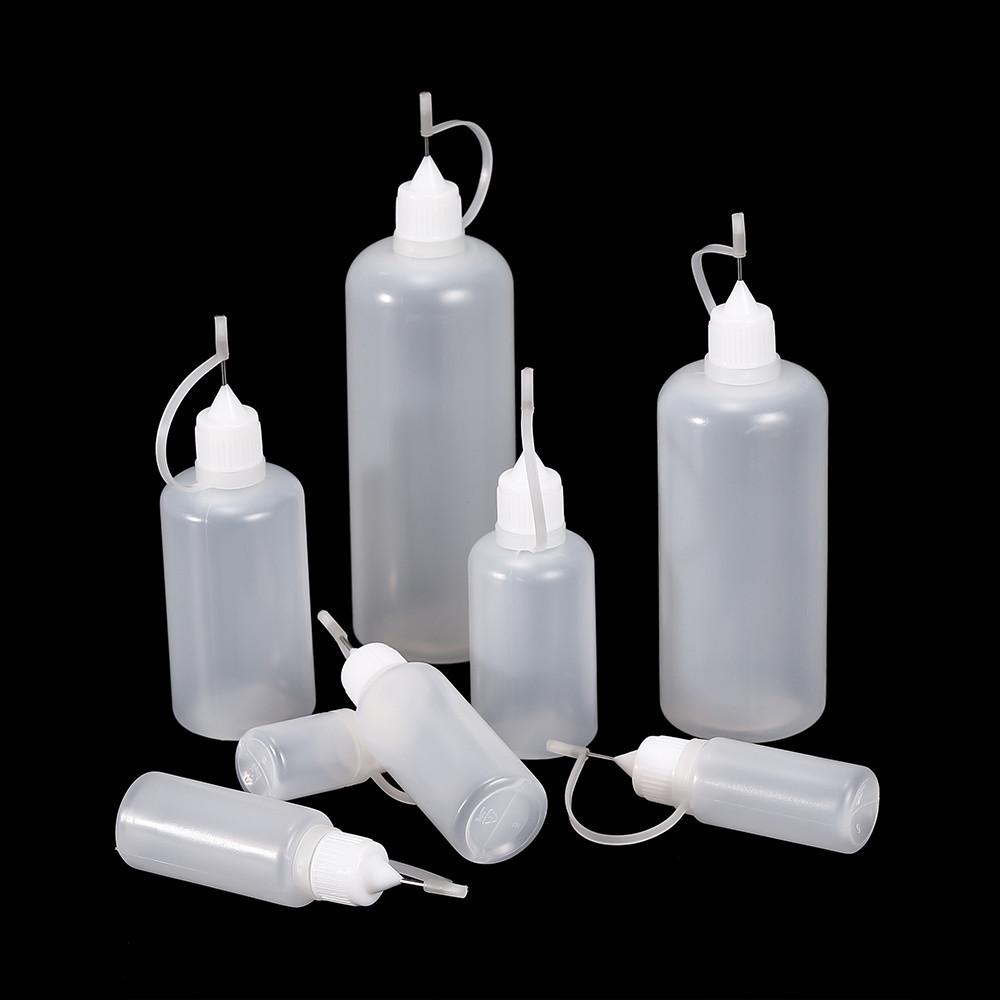 5-120ml PE Keo Chai Nhựa Đầu Kim Bóp Chai Có Nắp Cho DIY Keo Sắc Tố Hộp Đựng