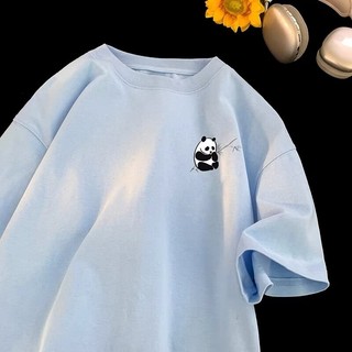 220g Nặng Cotton Nguyên Chất Ngắn Tay Nữ Mùa Hè Béo mm Kích Thước Lớn Rời Hoạt Hình In Mới Phong Cách Quốc Gia Cổ Tròn Hal