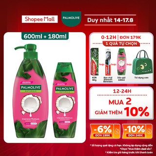 Bộ 2 Dầu gội Palmolive kèm xả 2-trong-1 chiết xuất thiên nhiên 600ML và 180ml