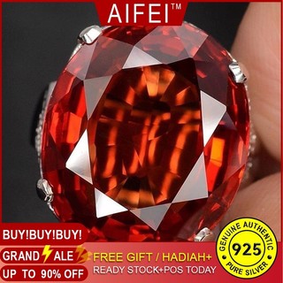 Aifei Jewellery Women Ring Mosaic Red Diamond 925 Sterling Silver R344