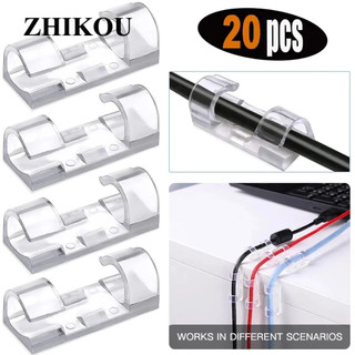 ZHIKOU Bộ 20 Nẹp Dán Tường Cố Định Dây Điện Chống Rối - Kẹp Giữ Dây Cáp Sạc (Có Keo Dán 3M)