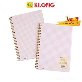 Sổ caro 6x6mm 200 trang lò xo kép B5 bìa nhựa trong suốt VPPKLONG, tập vở Klong MS 585