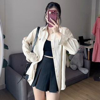 Áo sơ mi kẻ dài tay thêu ngựa form to rộng 168.fashion SMketheungua24742/P7K1