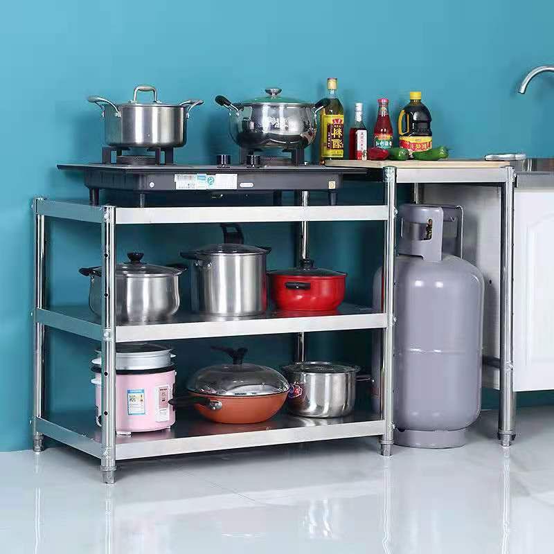 Bếp ga nhà bếp bằng thép không gỉ ba tầng kệ bếp ga hóa lỏng Giá để đồ trên sàn Giá Bếp Ga