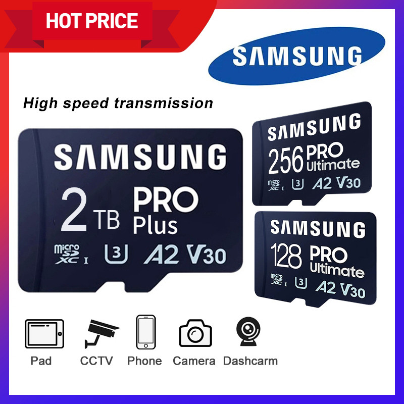Thẻ nhớ Samsung Micro Thẻ Sd 2TB 1TB 512GB Thẻ Tf cho điện thoại, Dashcarm, Pad, CCTV, Camera