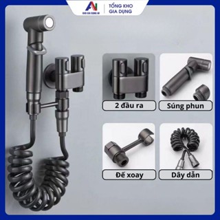 Vòi Xịt Vệ Sinh Bộ Vòi Sịt Vệ Sinh Tăng Áp Vòi Bồn Cầu Inox 304 Chia 2 Đầu Nước Không Gỉ