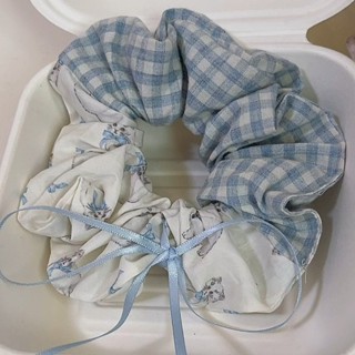 1 Chiếc Mèo Xanh In Hình Scrunchies Đuôi Ngựa Giá Đỡ Dây Buộc Tóc Mũ Phụ Kiện Tóc