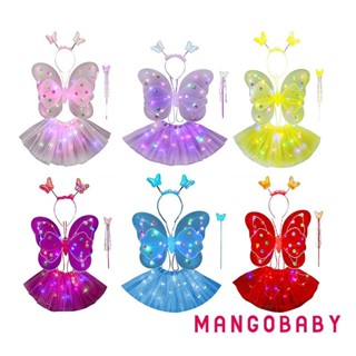 Mg-girl 's Fairy Trang Phục Bộ Phát Sáng Cánh Bướm Tutu Váy Băng Đô & Cây Đũa Phép Nhập Vai Trang Phục
