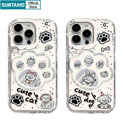 Suntaiho Ngộ nghĩnh Vỏ Độc Đáo Mèo Paw In Họa Tiết Ốp lưng Cho Iphone 15 14 12 13 11 Pro Max IP 7 8 Plus Iphon X Xs XR Xs Max TPU Mềm Cao Cấp Chống Sốc Ốp Lưng