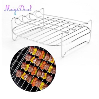 Magideal Air Fryer Rack Hai Lớp BBQ Giá Đứng Nồi Chiên Không Khí Thay Thế Bánh Mì Pizza Lò Nướng Di Động Kệ Làm Mát Xiên Khay Nướng Bánh