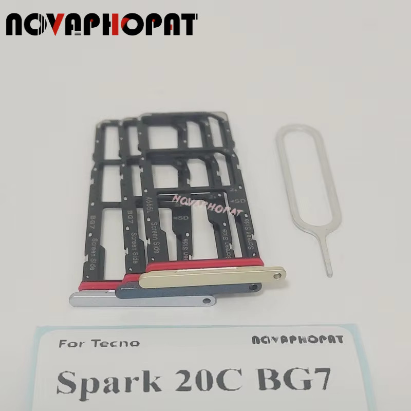 Novaphopat Thương Hiệu Mới Khay Thẻ Sim Cho Tecno Spark 20C BG7 BG7n Sim Giá Đỡ Khe Cắm Adapter Đầu 