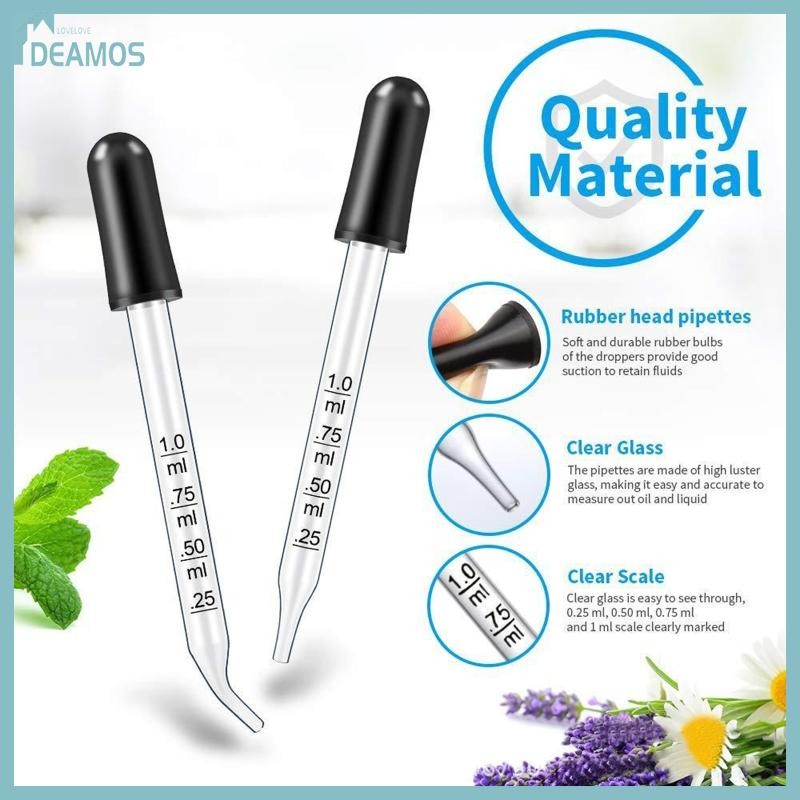 De Eye Dropper Glass Liquid Dropper Dung tích 1ml Phù hợp với tinh dầu 0 25 0 50 0 75 1 Cân rõ ràng