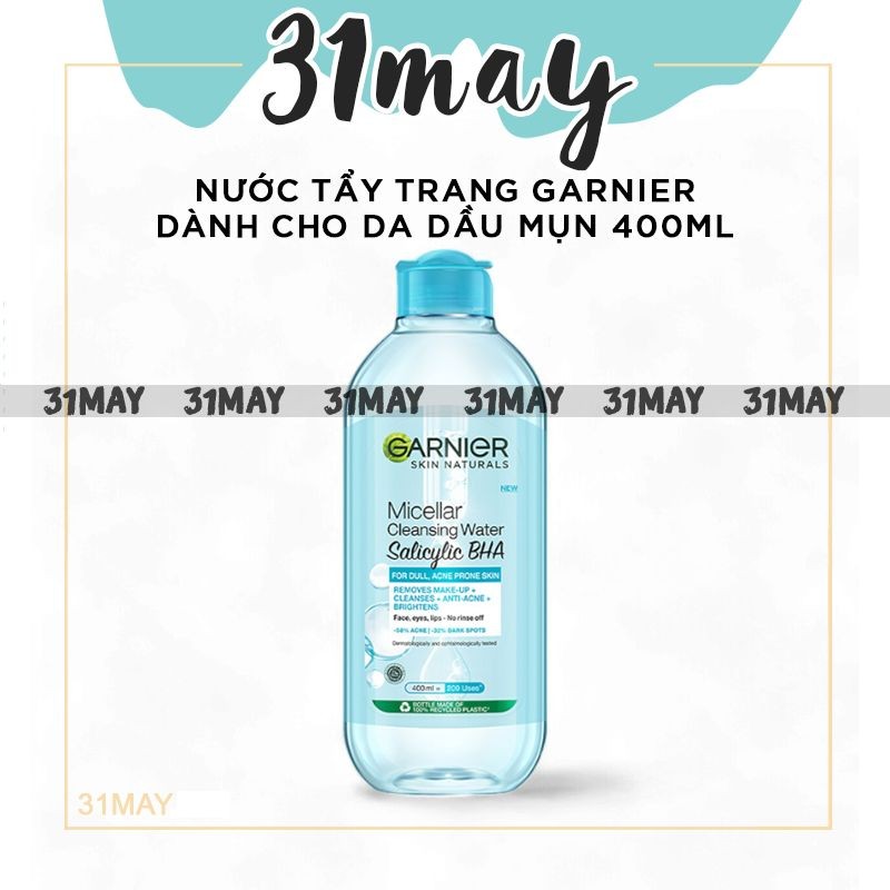 Nước Tẩy Trang Garnier Nắp Xanh Micellar Cleansing Water Salicylic BHA Cho Da Dầu Mụn 400ml Chính Hãng