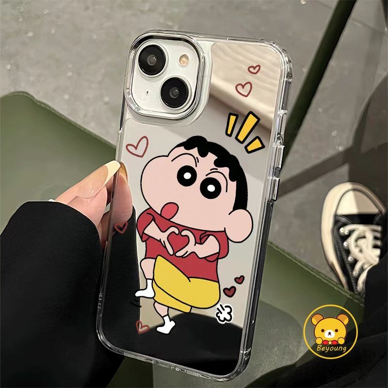 Ốp Điện Thoại Gương Crayon Shin-chan Hoạt Hình Dễ Thương Cho Redmi 14C 14R K70 K60 K50 Ultra Note 14