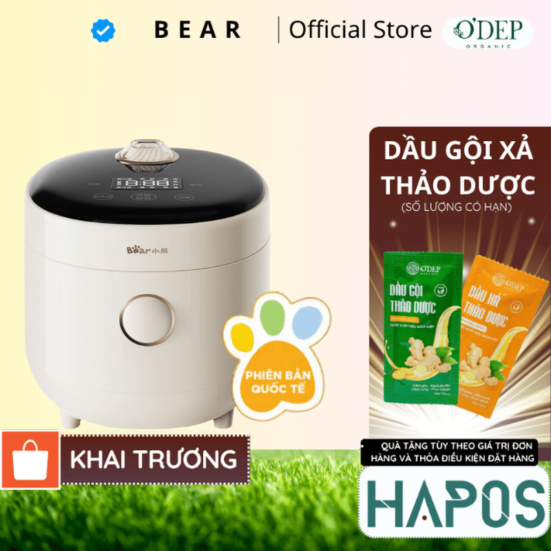 Nồi cơm điện Mini 1.6L (lòng nồi, 2 người ăn) Bear DFB-C16K1 - Hàng chính hãng - HAPOS HOF