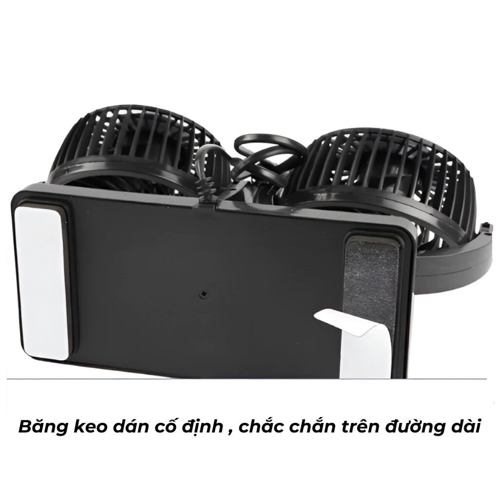 Quạt mini ô tô đơn đôi gắn taplo 5V 12V 24V quay 360 độ siêu mát để bàn phù hợp các loại xe | BigBuy360 - bigbuy360.vn
