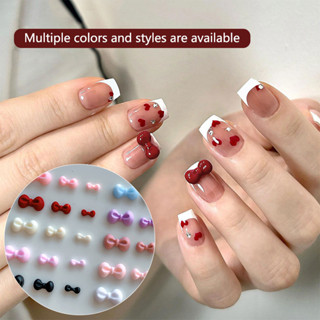 50 Cái / túi Charm Tinh Tế Nơ Đỏ Dễ Thương Nhiều Kích Cỡ Nhựa Nhiều Màu Sắc Mini Ruy Băng Pháp Trang Trí Móng Tay DIY Phụ Kiện Làm Móng Tay