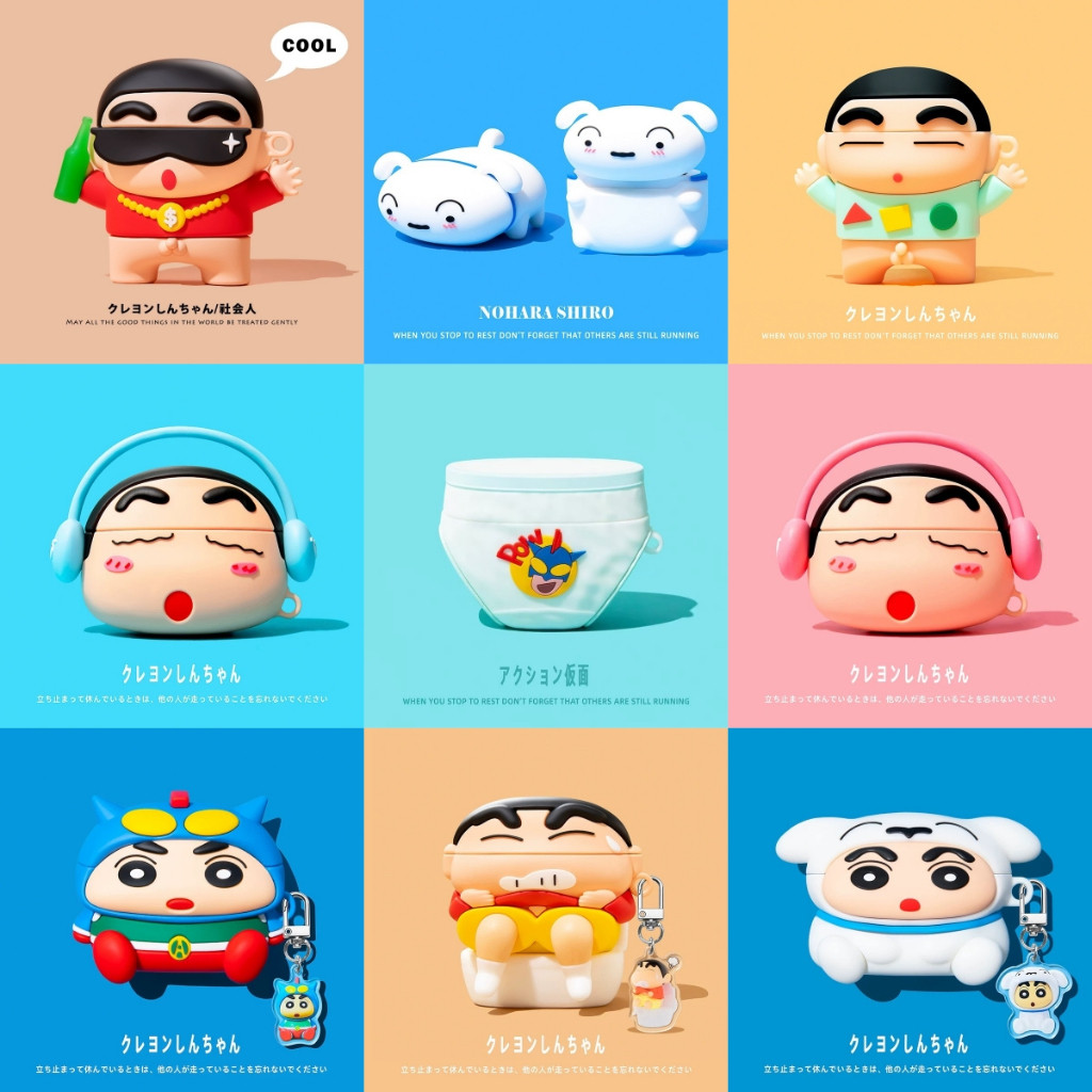 Crayon Shin Chan AirPods Vỏ Bảo Vệ AirPods 4 Vỏ Silicon Dễ Thương AirPods Pro 2 Vỏ Hoạt Hình AirPods