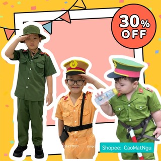   HỎA TỐC  Bộ đồ công an bộ đội cảnh sát đầy đủ phụ kiện cho bé Quần áo trấn thủ Chú bé liên lạc 