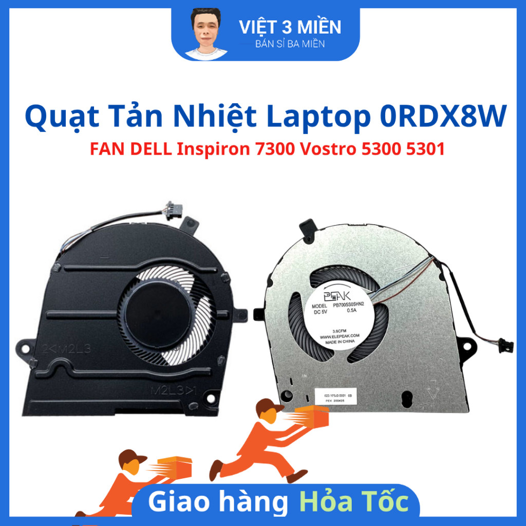 FAN Quạt tản nhiệt Laptop DELL Inspiron 7300 Vostro 5300 5301 0RDX8W RDX8W ZIN -LIKENEW
