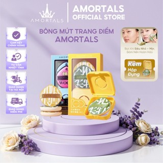 Bông Mút Trang Điểm AMORTALS Chính Hãng Siêu Mềm Dễ Tán Kem Nền Kèm Hộp Đựng Mút Phấn Cao Cấp