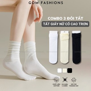  Combo 3 đôi tất cổ cao nữ thoáng khí GOMTAT vớ nữ cổ cao chất mềm mại co dãn bền form khử mùi êm chân - GIAY-KOL-1304 