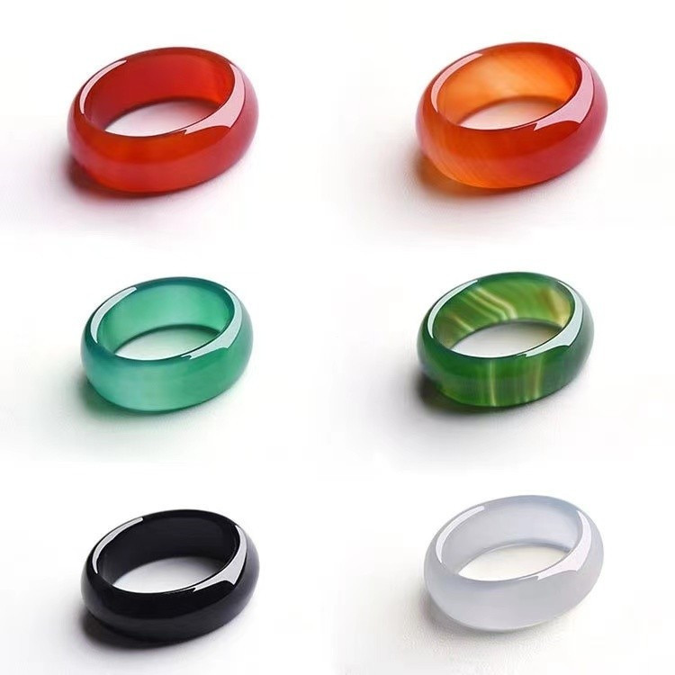 Recommended by Specialty Stores #   10Pure Natural Red and Black Agate Ring In Stock Multi-color Aga