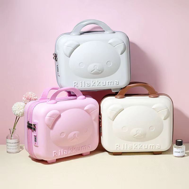 Vali Du Lịch Mini 31cm Hình Gấu Hoạt Hình Siêu Nhẹ Ốp túi đựng mĩ phẩm Valixáchtaymini Hộptrang điểm