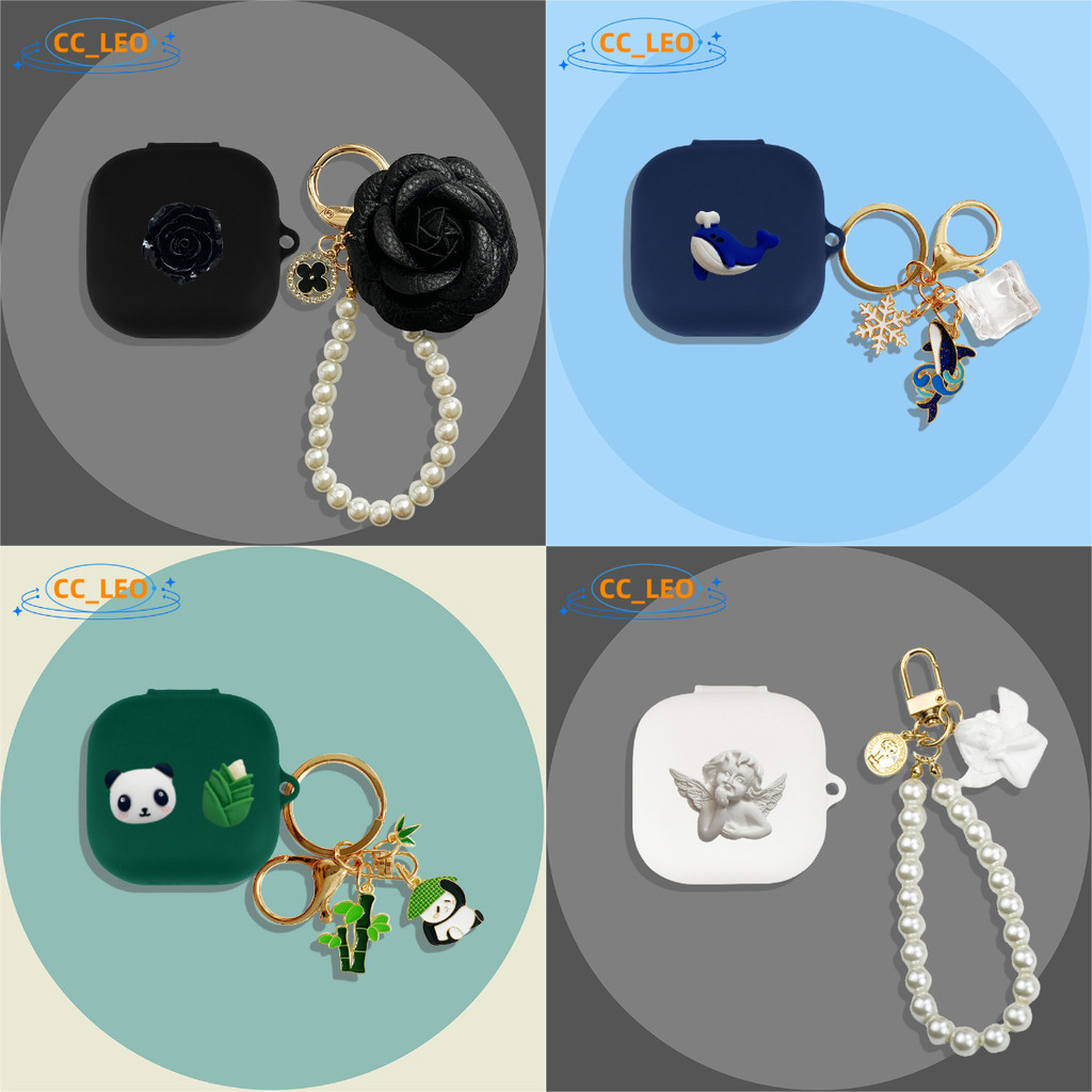 For Anker Soundcore P40i Case Cute Creative Metal Whale Pendant Cartoon Angel Pearl Bracelet Keychai