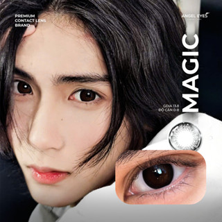   HÀNG CHÍNH HÃNG  Lens giãn tròng màu đen tự nhiên có độ 0-6 Magic Black kính giãn tròng màu đen hiệu ứng giãn 14.5 