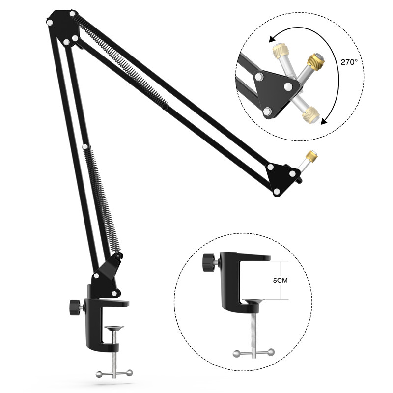 Giá đỡ micro để bàn Boom Arm 360° Giá đỡ Mic tay kéo có thể điều chỉnh để ghi âm chơi game phát trực