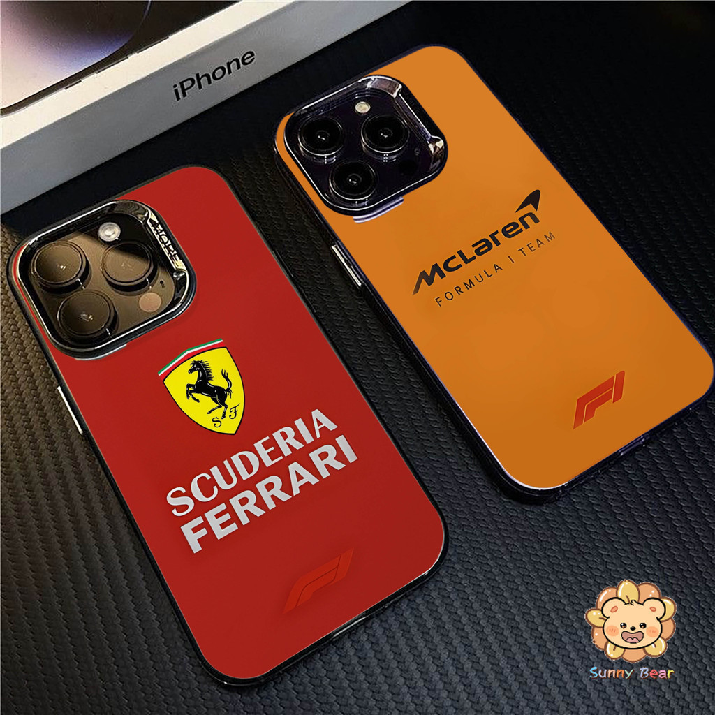Ốp iPhone 16 Pro Max Logo Đội F1  thoại bảo vệ ống kính mạ điện mờ màu trơn đơn giản Tương thích cho