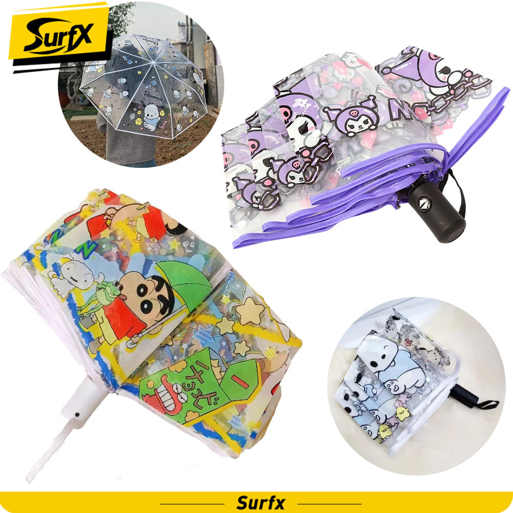 Ô PVC Tự Động Ô Mờ Sanrio Hoạt Hình Anime Ô Gấp Ô Dễ Thương Ô Trẻ Em