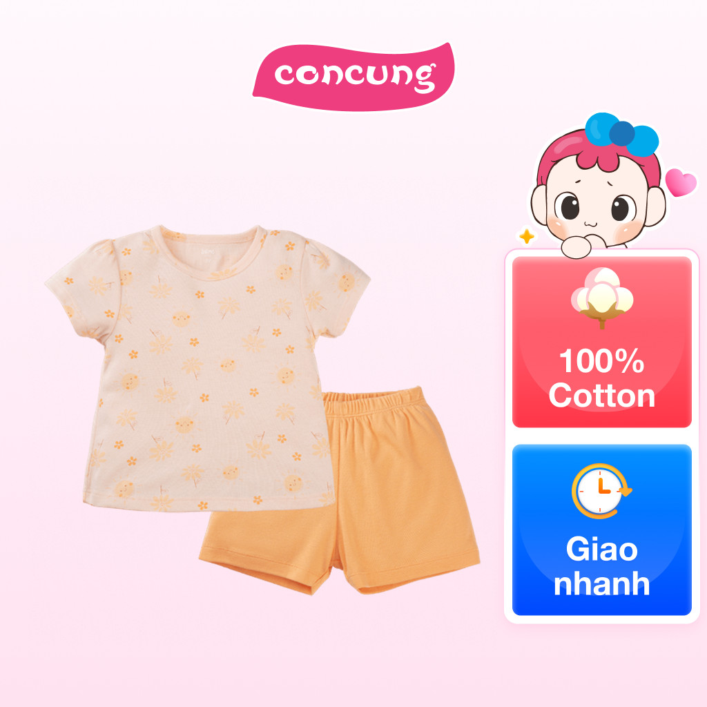 Bộ bé gái ngắn Animo Easy LU0824002 (3Y,Cam sữa)