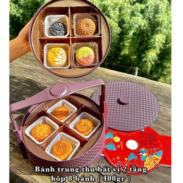 HỘP 400gr Bánh Cặp Lồng Bát Vị 2 Tầng (8 Bánh)