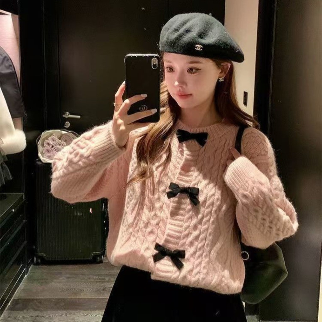 Meet-Adm Áo Len Dệt Kim Dày Dặn Dành Cho Nữ Áo Cardigan Dệt Kim Nơ Thời Trang Thu Đông Mới | BigBuy360 - bigbuy360.vn