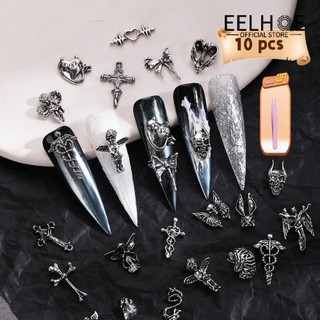EELHOE 【quà tặng】Phụ kiện làm móng tay đầu lâu Halloween hình thánh giá thiên thần hợp kim cổ điển